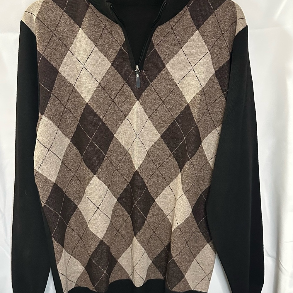 Men's Argyle Sweater - Brown and Tan